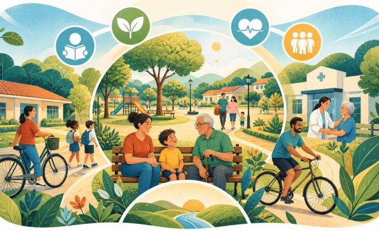 Ilustração conceitual da qualidade de vida e dos serviços urbanos de Gavião Peixoto