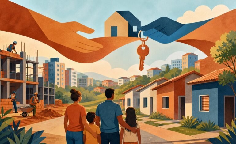 Ilustração conceitual de novas moradias apoiadas pelo programa Casa Paulista