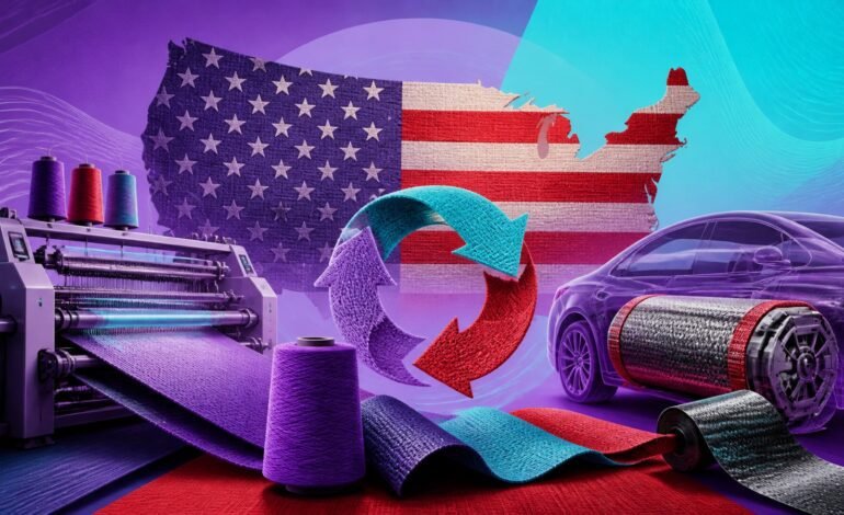 Ilustração conceitual da indústria têxtil moderna em Americana