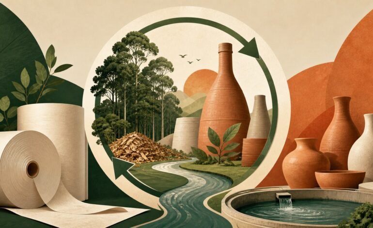 Ilustração conceitual da indústria sustentável em Mogi Guaçu