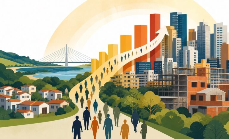 Ilustração conceitual do crescimento urbano e residencial de Sorocaba